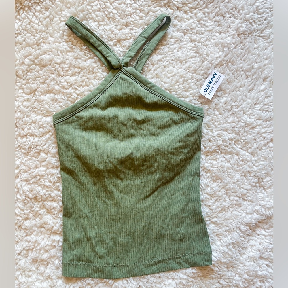 Old Navy Green Ribbed Halter Top NWT XS